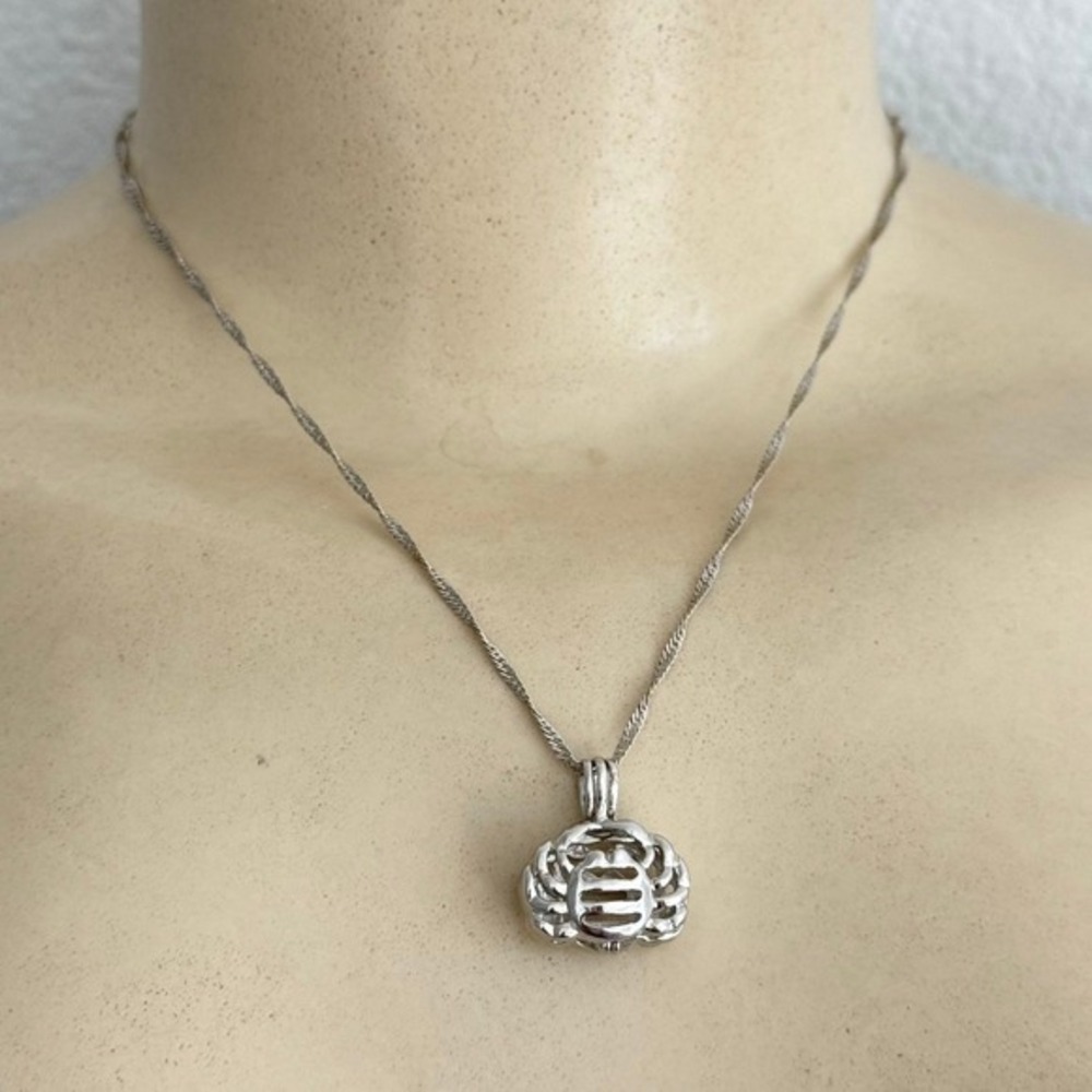 Whimsigoth Silver Cage Locket Necklace Fairycore 18KGP‎ Singapore Chain Vintage